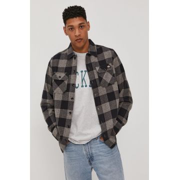 Dickies Cămașă din bumbac bărbați, culoarea gri, cu guler clasic, regular DK0A4XDZGYM-GREYMELANG