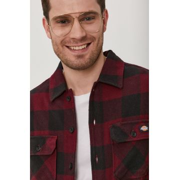 Dickies Cămașă bărbați, culoarea bordo, cu guler clasic, regular DK0A4XDZMR0-MAROON