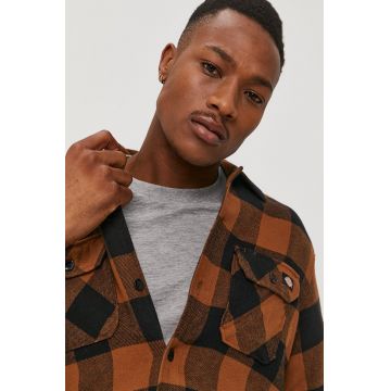Dickies Cămașă din bumbac bărbați, culoarea maro, cu guler clasic, regular DK0A4XDZBD0-BROWNDUCK