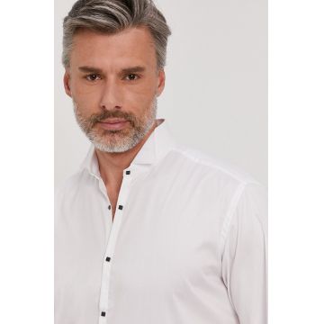 Karl Lagerfeld Cămașă din bumbac bărbați, culoarea alb, regular