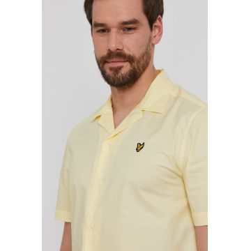 Lyle & Scott Cămașă din bumbac bărbați, culoarea galben, cu guler clasic, regular Lyle & Scott Cămașă din bumbac bărbați, culoarea galben, cu guler clasic, regular