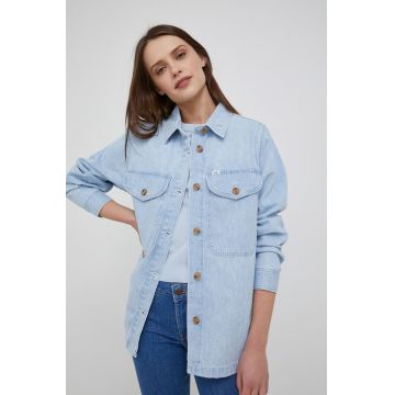 Lee camasa jeans femei, cu guler clasic, regular