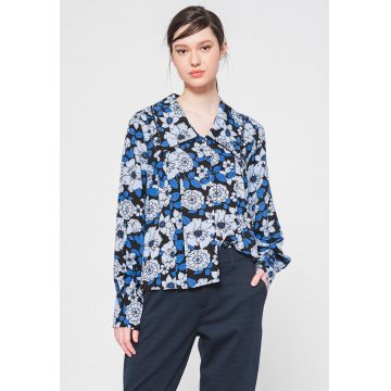 Camasa cu model floral si pliuri