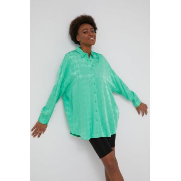 Answear Lab camasa femei, culoarea verde, cu guler clasic, relaxed