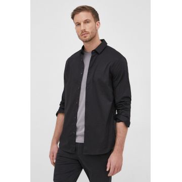 Armani Exchange camasa barbati, culoarea negru, cu guler clasic, slim