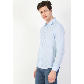 Camasa slim fit din amestec de in