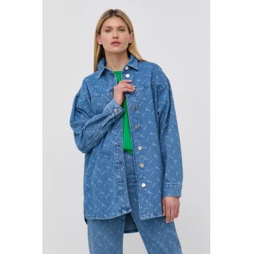 Gestuz camasa jeans femei, cu guler clasic, relaxed