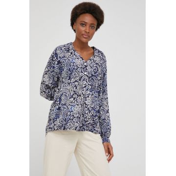 Answear Lab camasa femei, culoarea albastru marin, cu guler clasic, relaxed