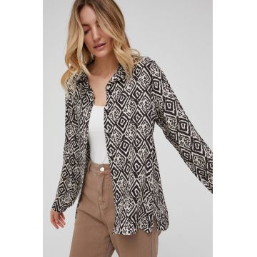 Answear Lab camasa femei, culoarea negru, cu guler clasic, relaxed
