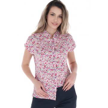 Camasa cu imprimeu floral si maneci scurte