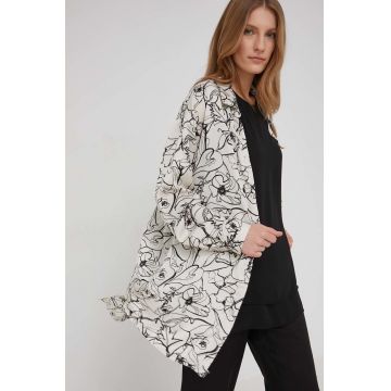 Answear Lab camasa femei, culoarea bej, cu guler clasic, relaxed