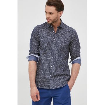 Manuel Ritz camasa din bumbac barbati, culoarea albastru marin, cu guler clasic, regular