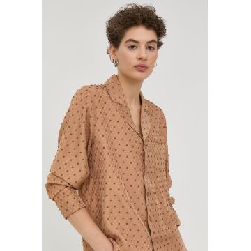 Bruuns Bazaar camasa femei, culoarea bej, cu guler clasic, regular