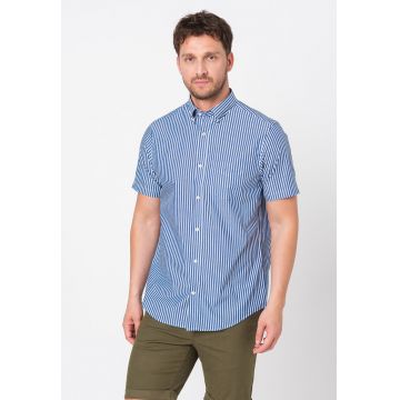 Camasa regular fit cu maneci scurte si model in dungi