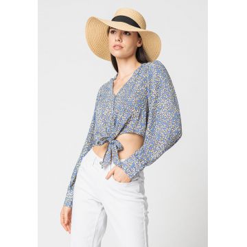 Camasa crop cu detaliu cu nod Life