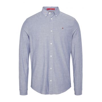 Camasa slim fit din amestec de bumbac organic - Alb - Albastru -