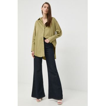 Notes du Nord camasa femei, culoarea verde, cu guler clasic, relaxed