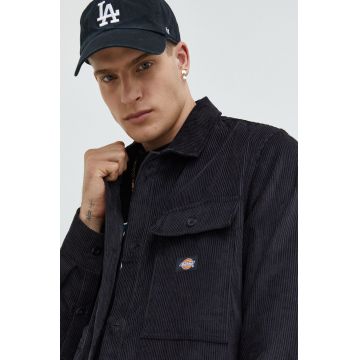Dickies cămașă din bumbac barbati, culoarea negru, cu guler clasic, relaxed DK0A4XGQBLK1-BLACK