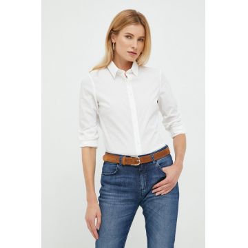 Sisley camasa femei, culoarea alb, cu guler clasic, regular