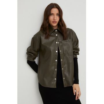 Answear Lab camasa femei, culoarea verde, cu guler clasic, relaxed