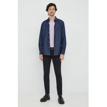BOSS camasa din bumbac barbati, culoarea albastru marin, cu guler clasic, regular BOSS camasa din bumbac barbati, culoarea albastru marin, cu guler clasic, regular