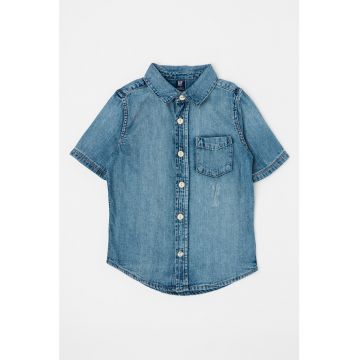 Camasa de denim cu buzunar aplicat pe piept