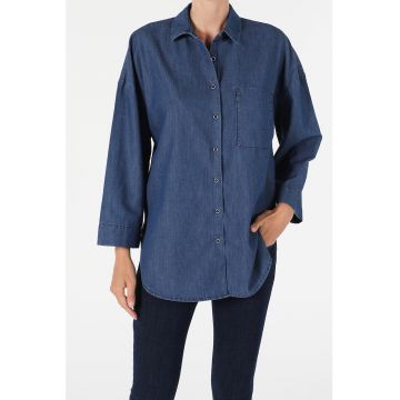Camasa de chambray cu maneci cazute