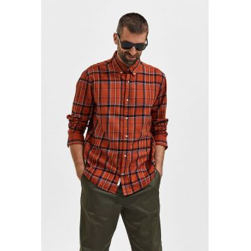 Camasa relaxed fit din amestec de bumbac organic cu model in carouri