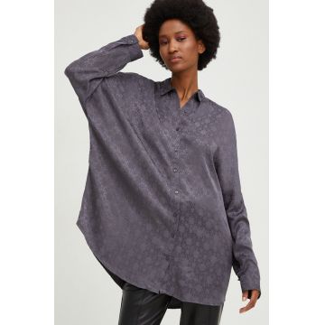 Answear Lab camasa femei, culoarea gri, cu guler clasic, relaxed Answear Lab camasa femei, culoarea gri, cu guler clasic, relaxed