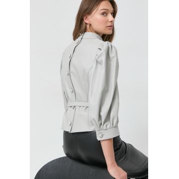 Custommade camasa din piele femei, culoarea gri