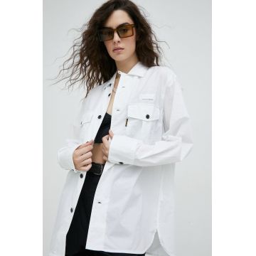 G-Star Raw camasa din bumbac femei, culoarea alb, cu guler clasic, regular