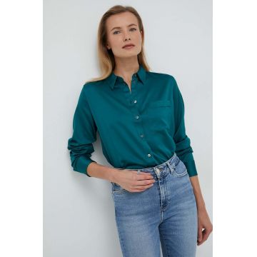 GAP camasa femei, culoarea verde, cu guler clasic, regular