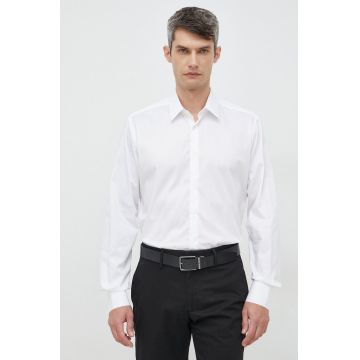 Karl Lagerfeld camasa din bumbac barbati, culoarea alb, cu guler clasic, regular