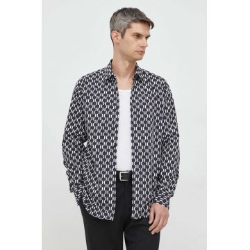 Karl Lagerfeld camasa din bumbac barbati, culoarea albastru marin, cu guler clasic, relaxed Karl Lagerfeld camasa din bumbac barbati, culoarea albastru marin, cu guler clasic, relaxed