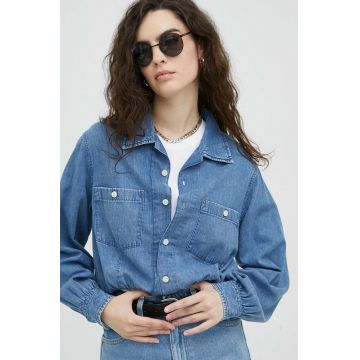 Lee camasa jeans femei, cu guler clasic, regular