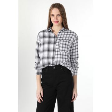Camasa in carouri cu buzunar pe piept Camasa in carouri cu buzunar pe piept