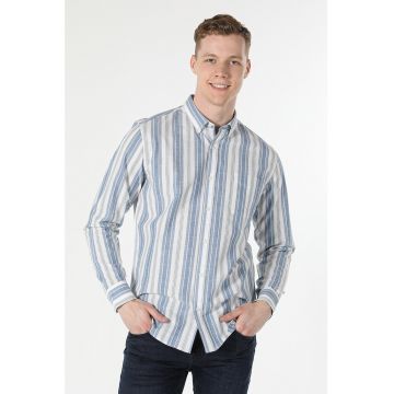 Camasa regular fit de bumbac cu dungi