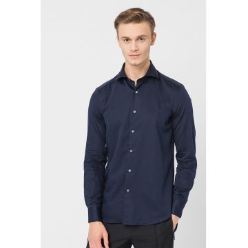 Camasa slim fit de bumbac cu logo brodat