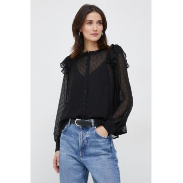 Pepe Jeans camasa Polina femei, culoarea negru, regular