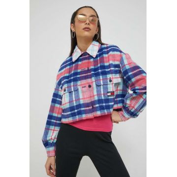 Tommy Jeans camasa femei, cu guler clasic, relaxed