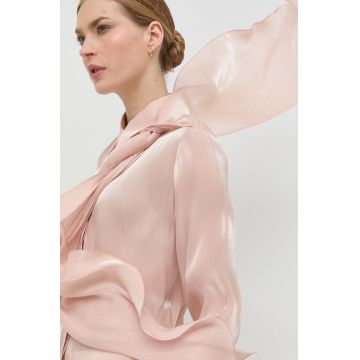 Victoria Beckham camasa femei, culoarea portocaliu, cu guler clasic, regular