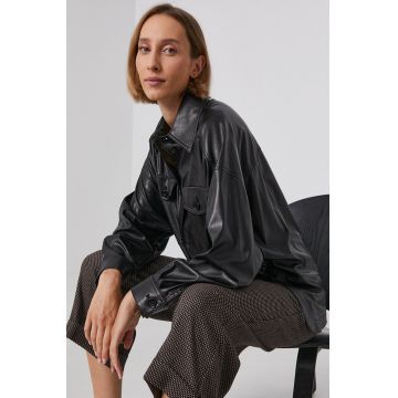 Drykorn Cămașă femei, culoarea negru, cu guler clasic, relaxed