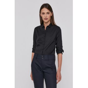 Mos Mosh Cămașă 131700 femei, culoarea negru, cu guler clasic, slim