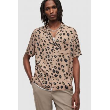AllSaints camasa barbati, culoarea bej, cu guler clasic, relaxed