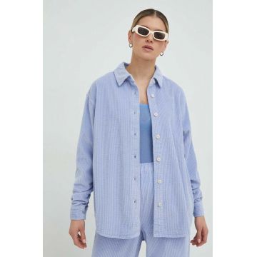 American Vintage camasa din velur femei, cu guler clasic, relaxed