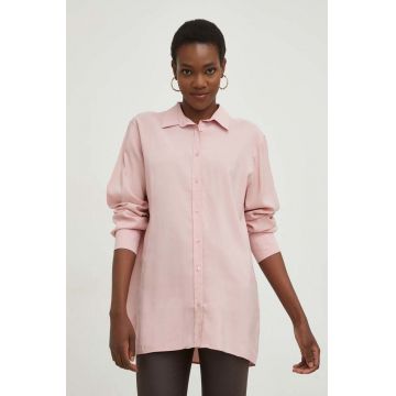 Answear Lab camasa femei, culoarea roz, cu guler clasic, relaxed