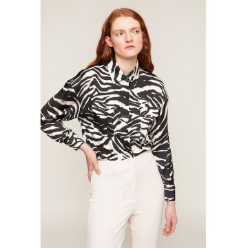Camasa din satin cu imprimeu zebra