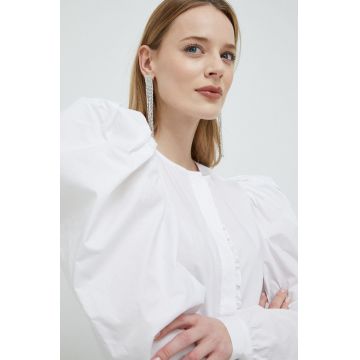 Custommade camasa din bumbac Beri femei, culoarea alb, regular