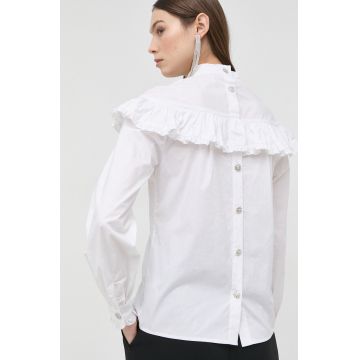 Custommade camasa din bumbac femei, culoarea alb, regular