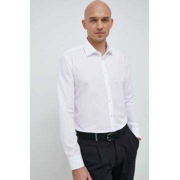 Seidensticker camasa din bumbac barbati, culoarea alb, cu guler clasic, slim